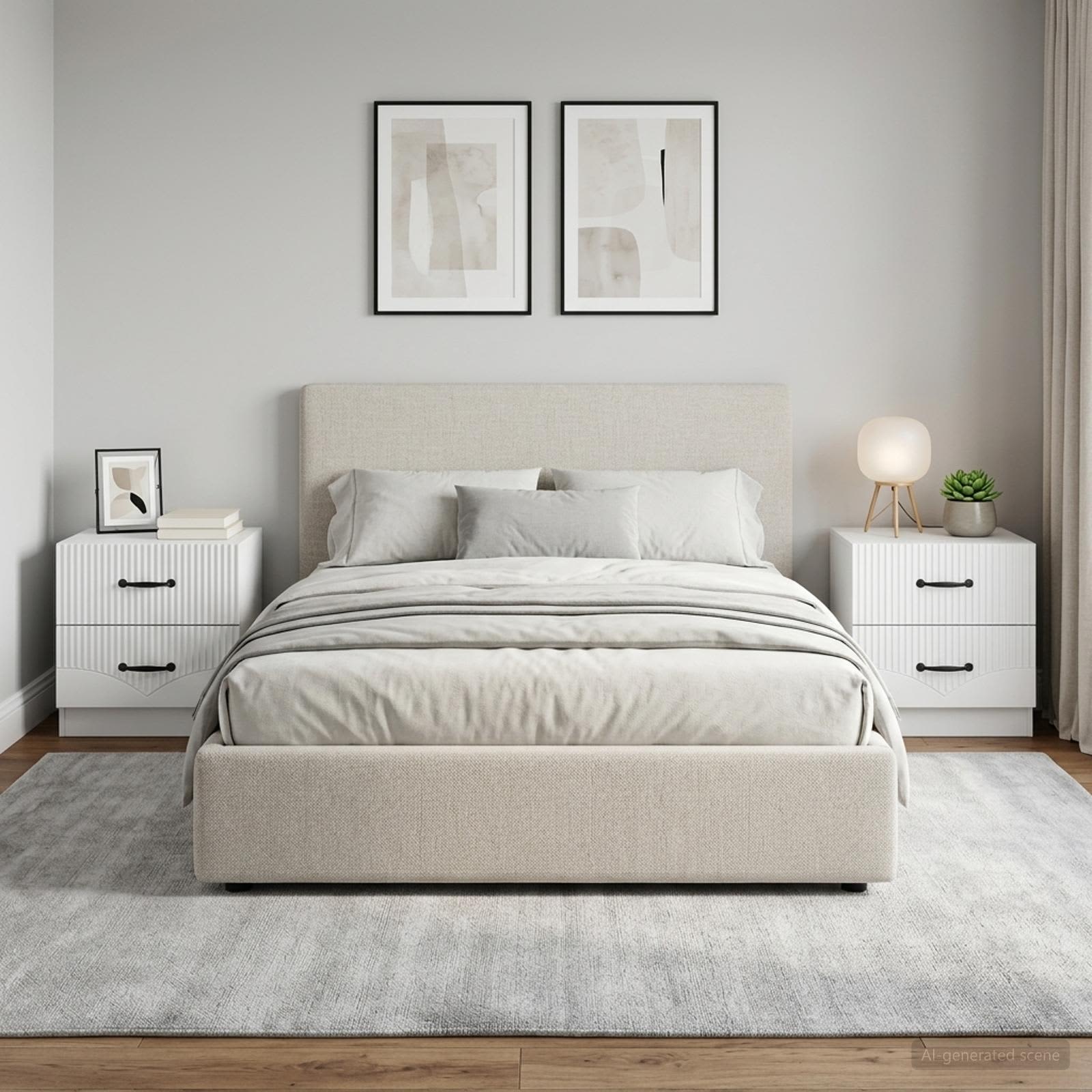 vidaXL Bedside Cabinet 2 pcs White 43 x 34.5 x 44.5 cm Engineered Wood 1