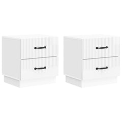 vidaXL Bedside Cabinet 2 pcs High Gloss White 43 x 34.5 x 44.5 cm 2