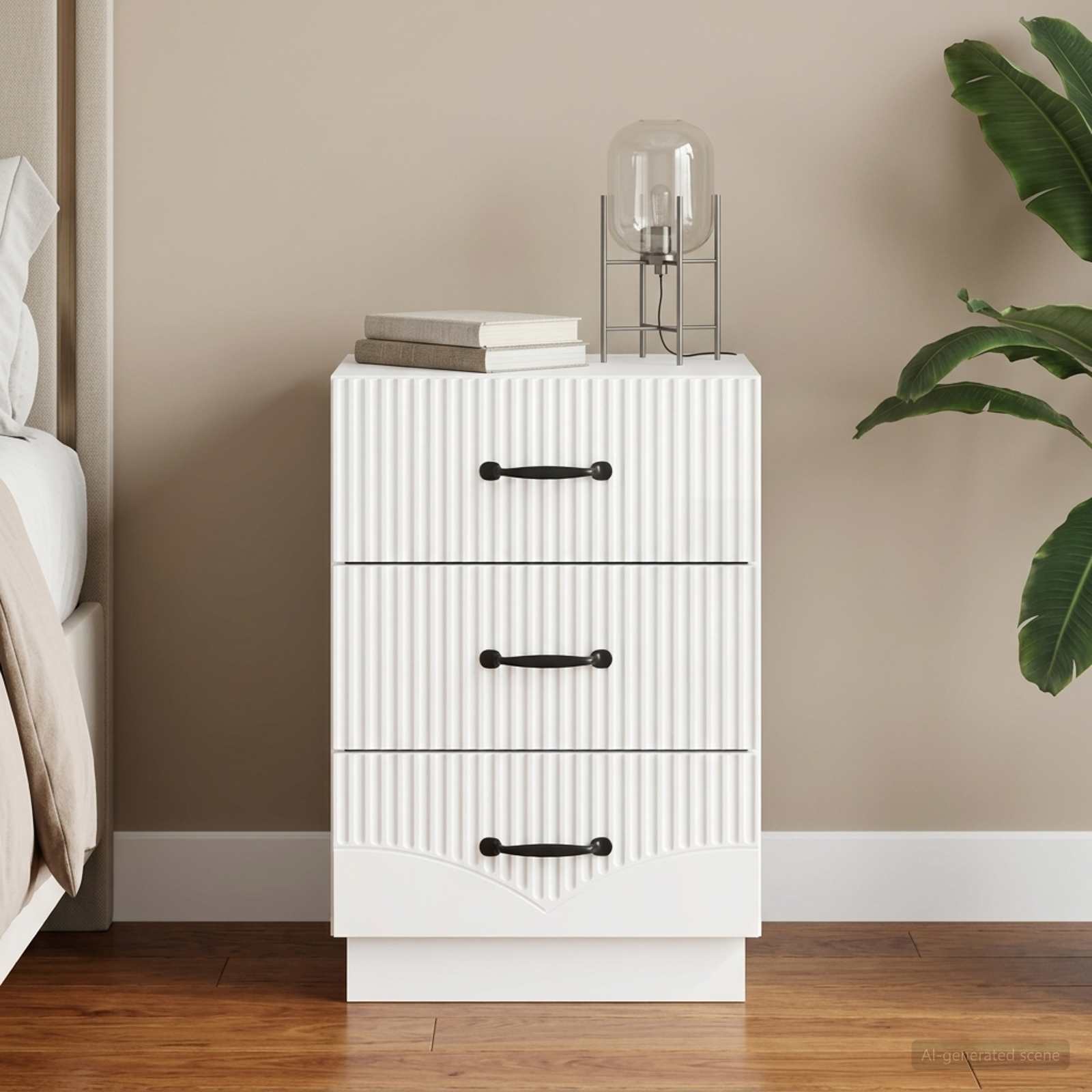 vidaXL Bedside Cabinet with Drawer High Gloss White 43 x 41 x 63.5 cm 1