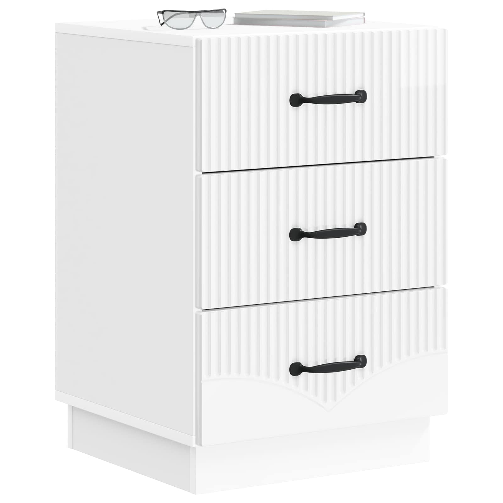 vidaXL Bedside Cabinet with Drawer High Gloss White 43 x 41 x 63.5 cm 3