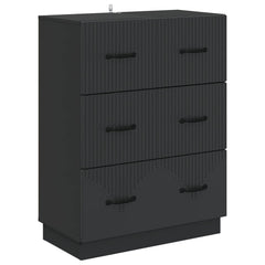 Drawer Cabinet Black Engineered Wood, image 2