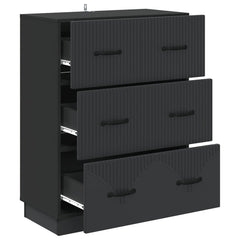 Drawer Cabinet Black Engineered Wood, image 5