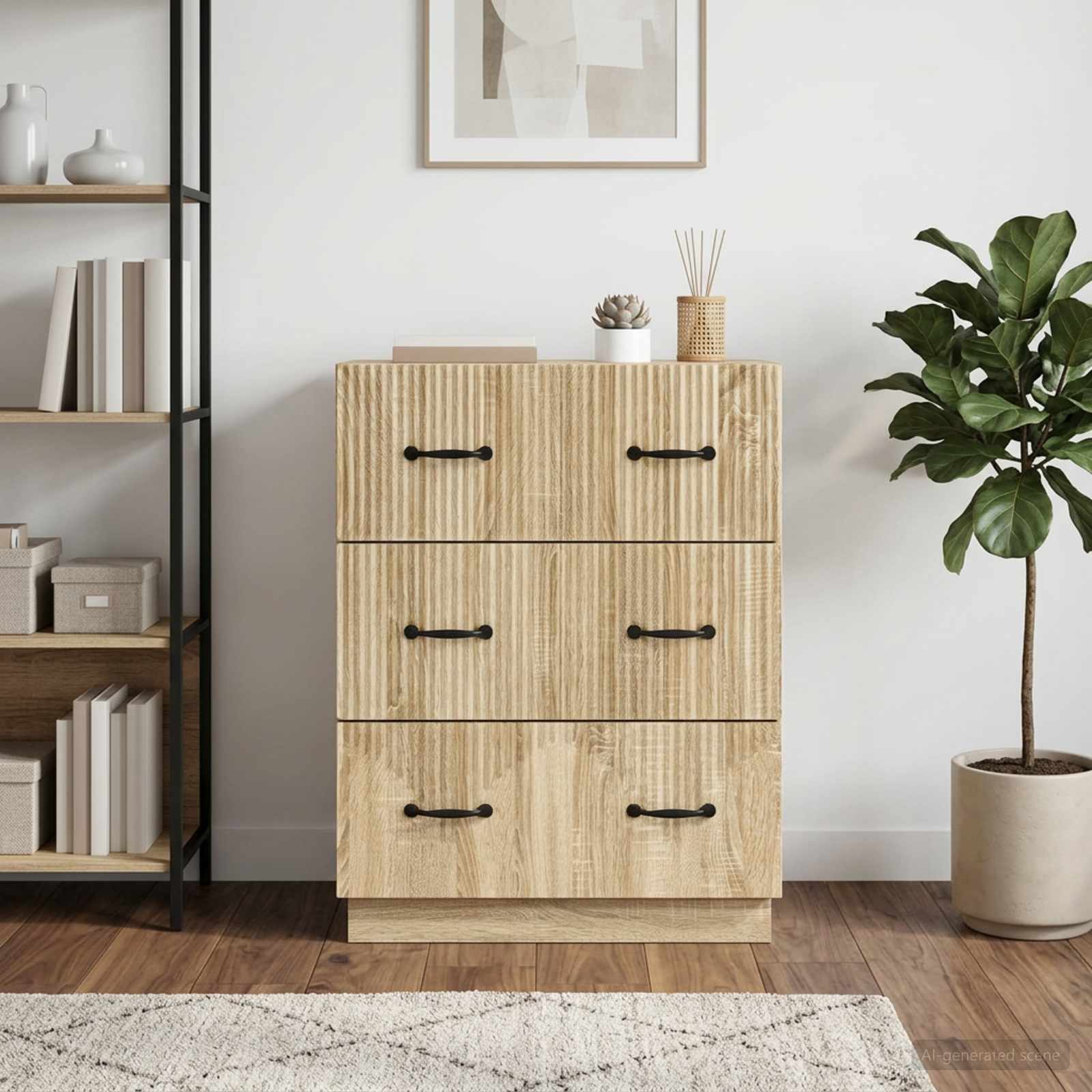 vidaXL Drawer Cabinet Sonoma Oak 66 x 34.5 x 87 cm Engineered Wood 4