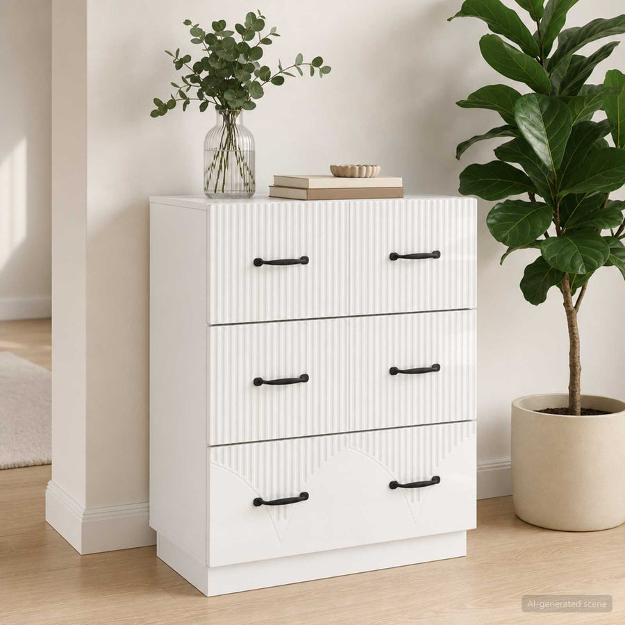 vidaXL Drawer Cabinet High Gloss White 66 x 34.5 x 87 cm 1