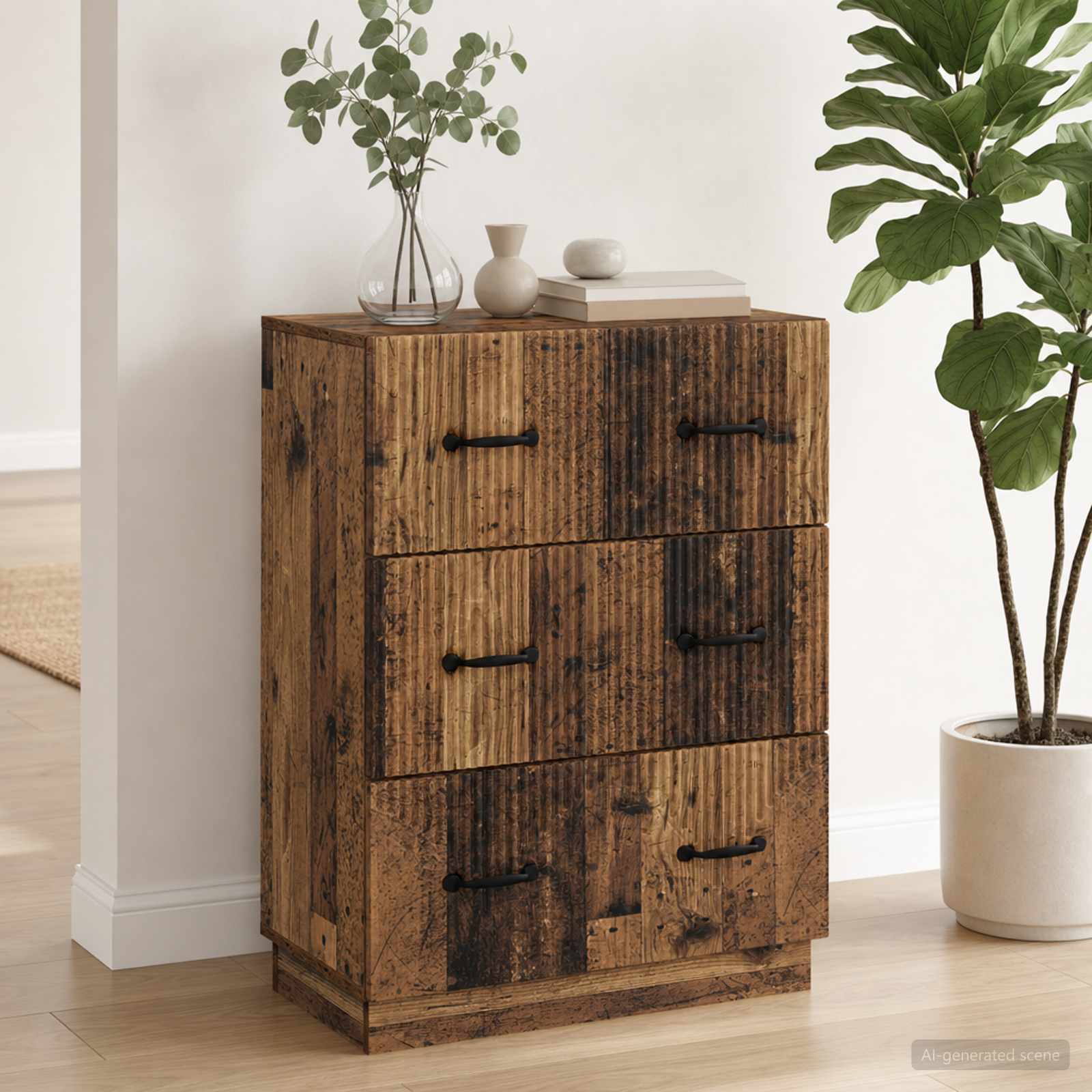 vidaXL Drawer Cabinet Old Wood 66 x 34.5 x 87 cm Engineered Wood 1