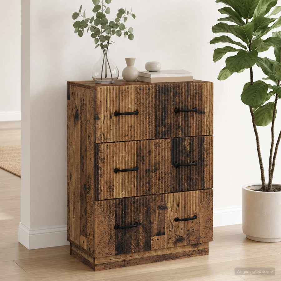 vidaXL Drawer Cabinet Old Wood 66 x 34.5 x 87 cm Engineered Wood 1