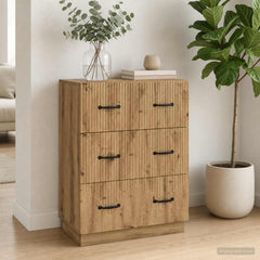 vidaXL Drawer Cabinet 66 x 34.5 x 87 cm Engineered Wood Artisan Oak 1