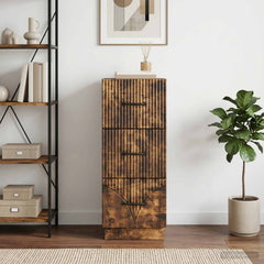 vidaXL Drawer Cabinet 33 x 34.5 x 87 cm Engineered Wood Smoked Oak 1