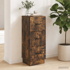 vidaXL Drawer Cabinet 33 x 34.5 x 87 cm Engineered Wood Smoked Oak 4