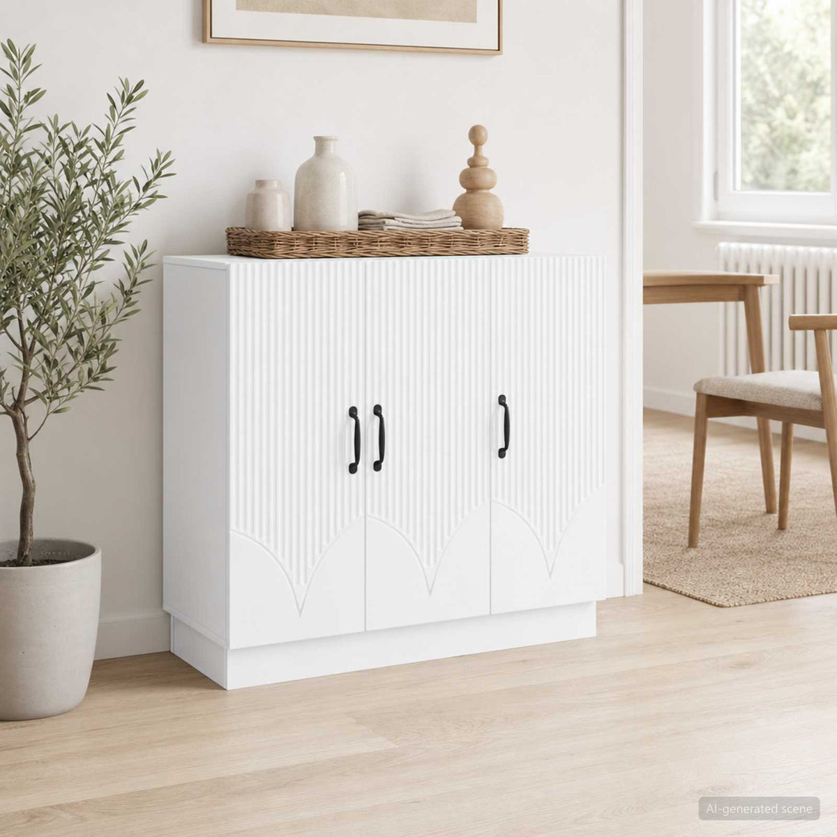 Sideboard 89 x 34.5 x 77 cm Engineered Wood White