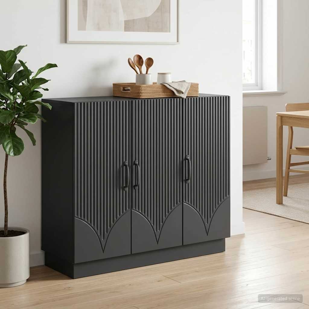 Sideboard 89 x 34.5 x 77 cm Engineered Wood Black