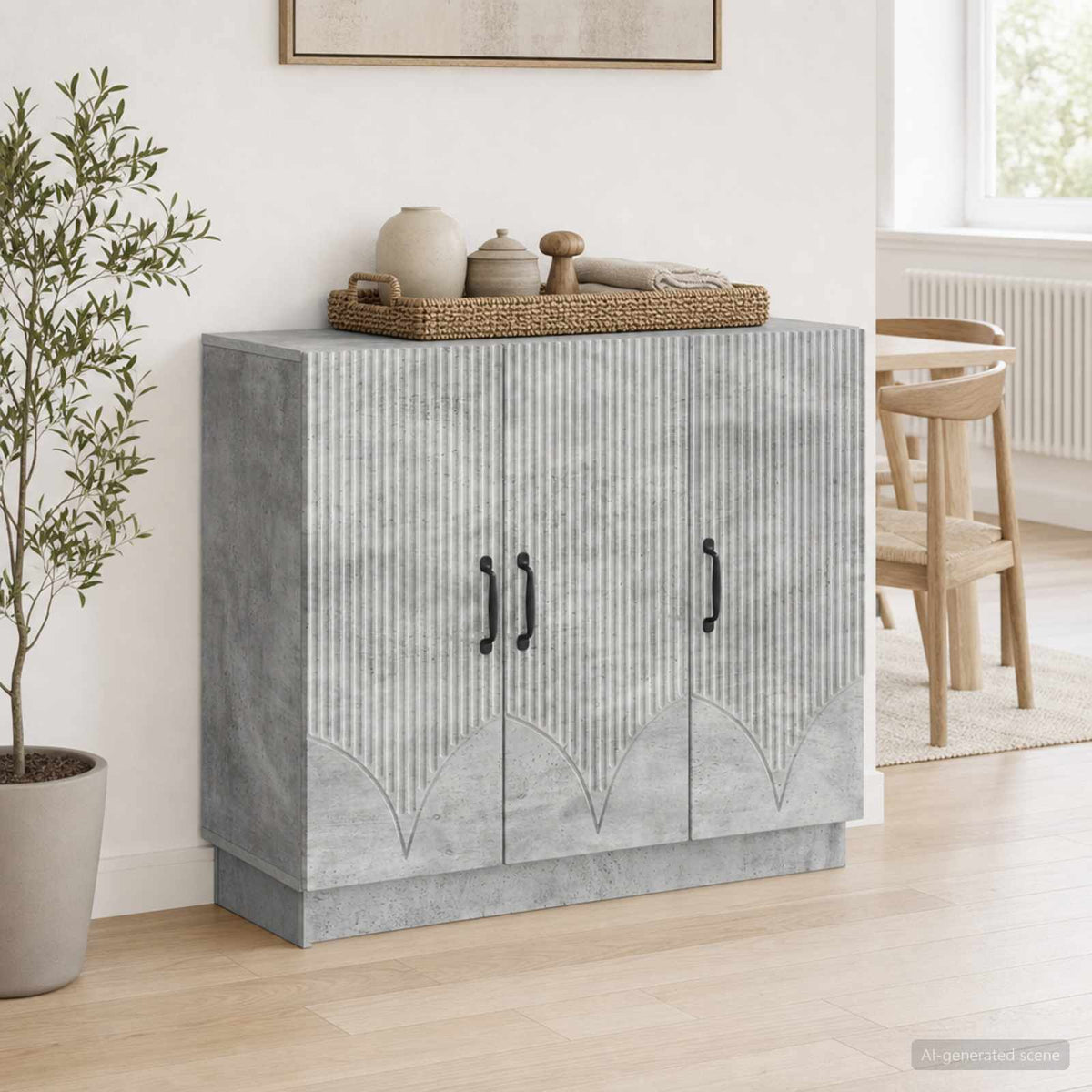 Sideboard 89 x 34.5 x 77 cm Engineered Wood Concrete grey