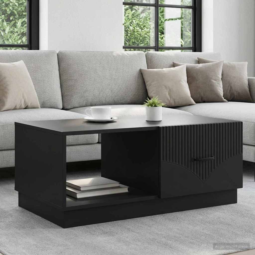 vidaXL Coffee Table Black 90 x 50 x 37 cm Engineered Wood 1