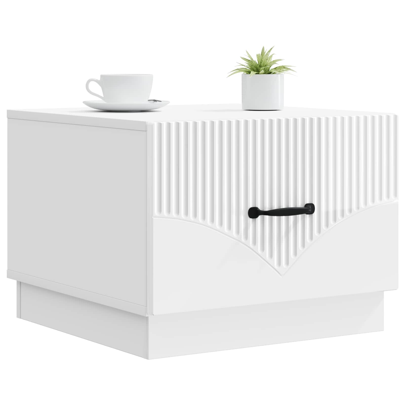 vidaXL Coffee Table High Gloss White 49 x 50 x 37 cm Engineered Wood 3