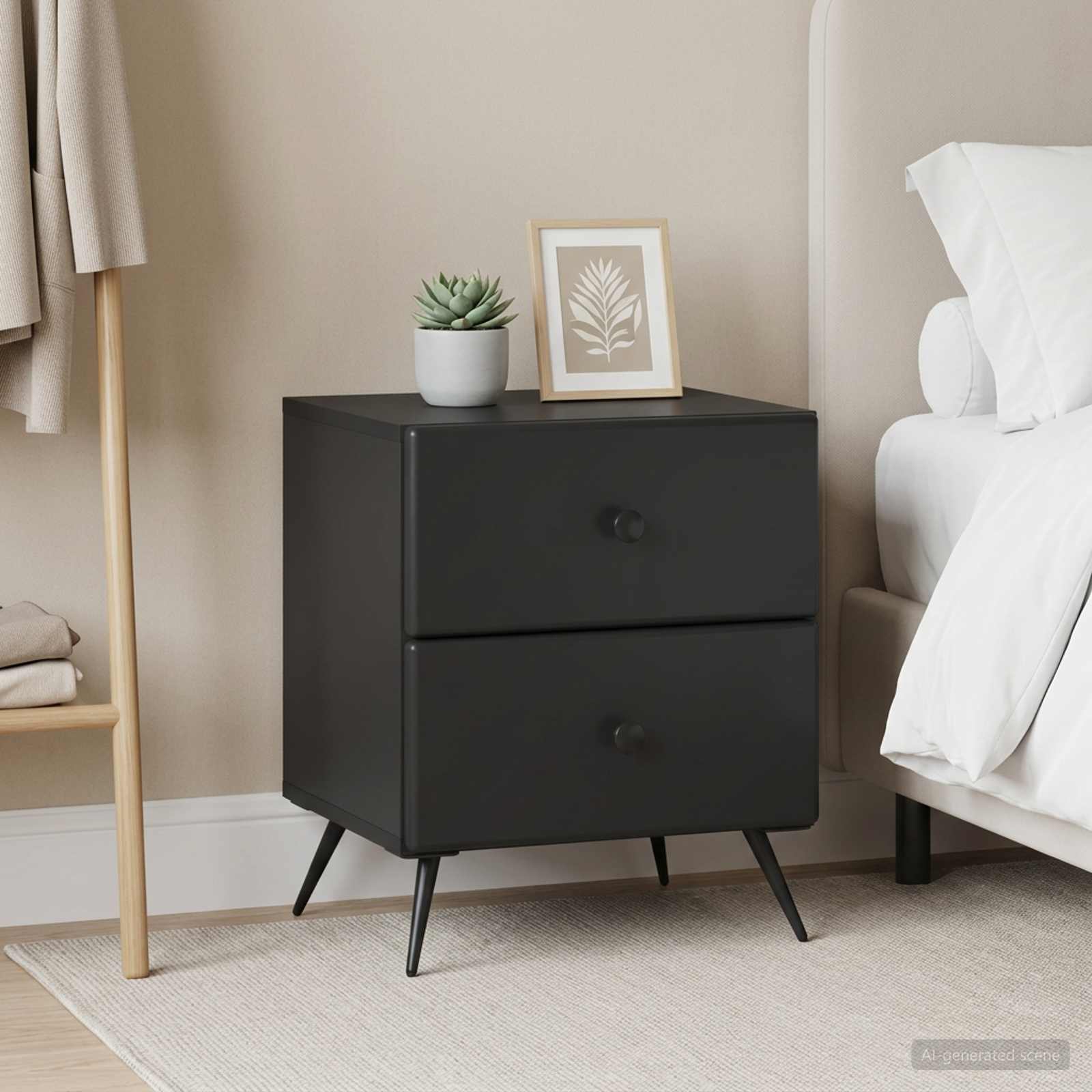 vidaXL Bedside Cabinet 2 pcs Black 43 x 34.5 x 47.5 cm Engineered Wood 4