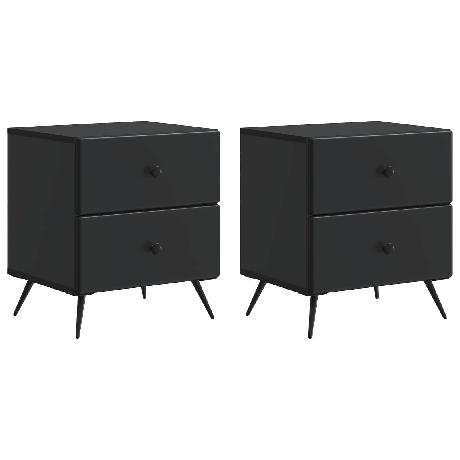 vidaXL Bedside Cabinet 2 pcs Black 43 x 34.5 x 47.5 cm Engineered Wood 2