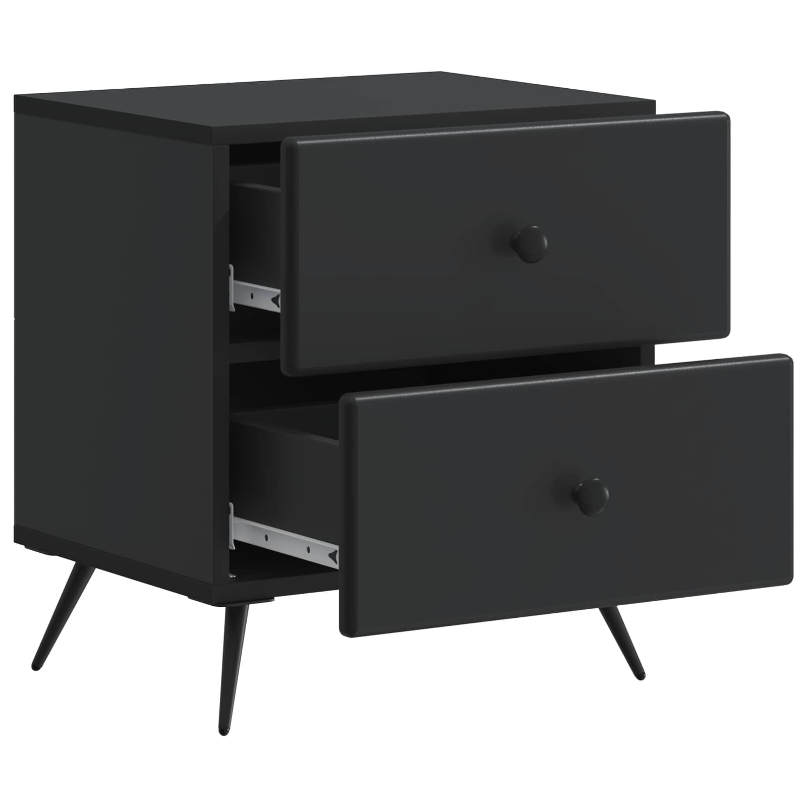 vidaXL Bedside Cabinet 2 pcs Black 43 x 34.5 x 47.5 cm Engineered Wood 6