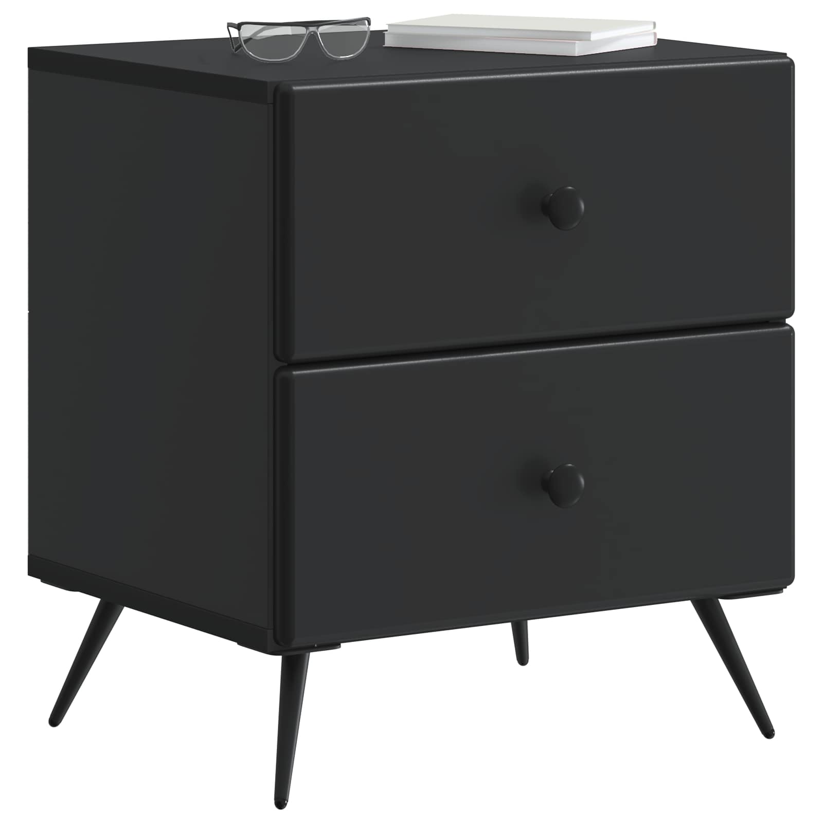 vidaXL Bedside Cabinet 2 pcs Black 43 x 34.5 x 47.5 cm Engineered Wood 3