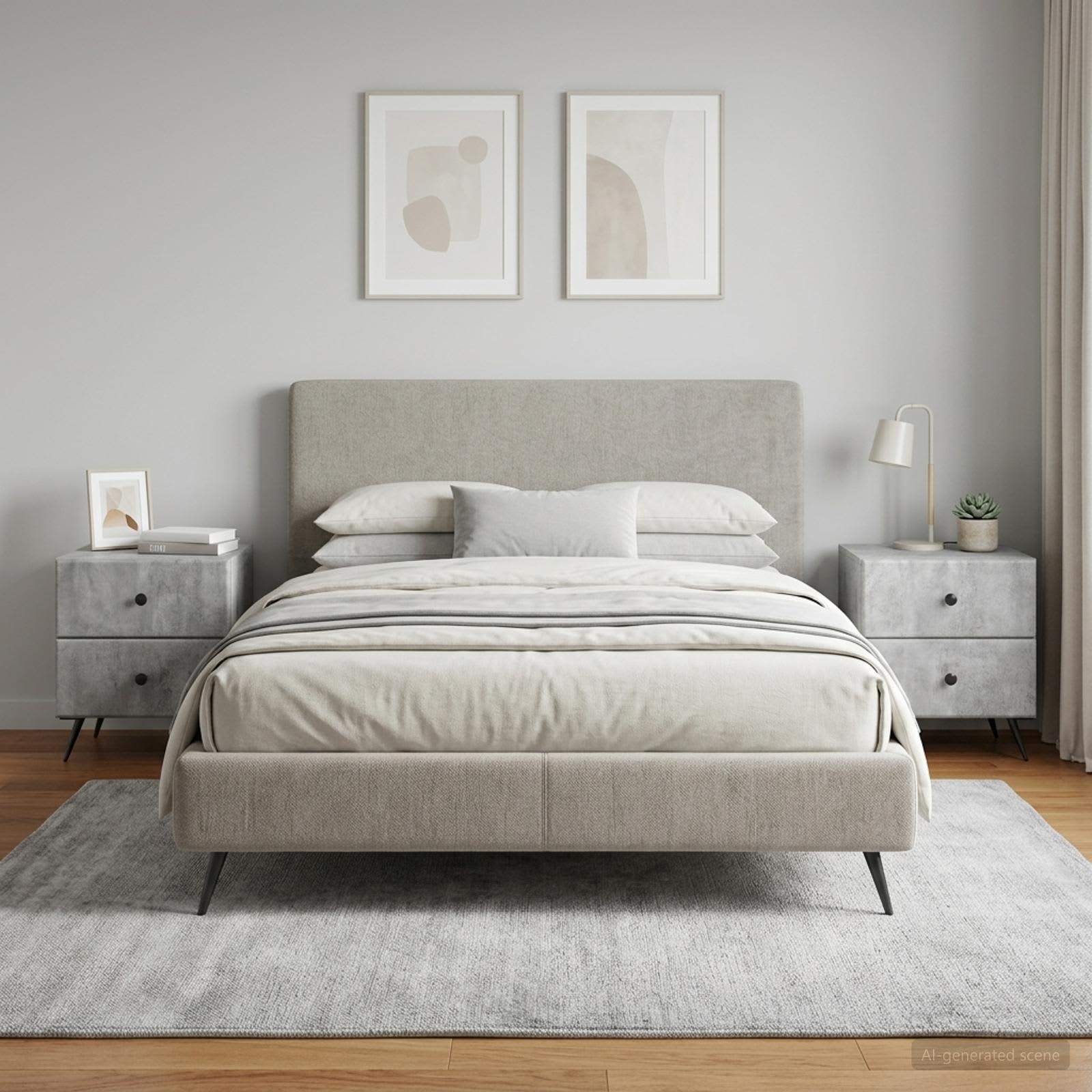 vidaXL Bedside Cabinet 2 pcs Concrete Grey 43 x 34.5 x 47.5 cm 1