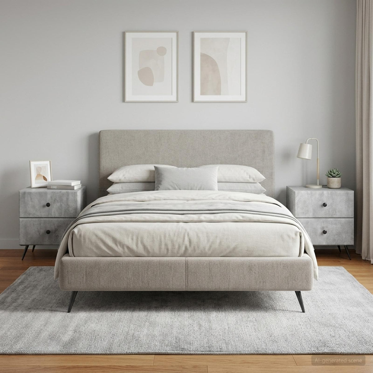 Bedside Cabinet in Concrete Grey