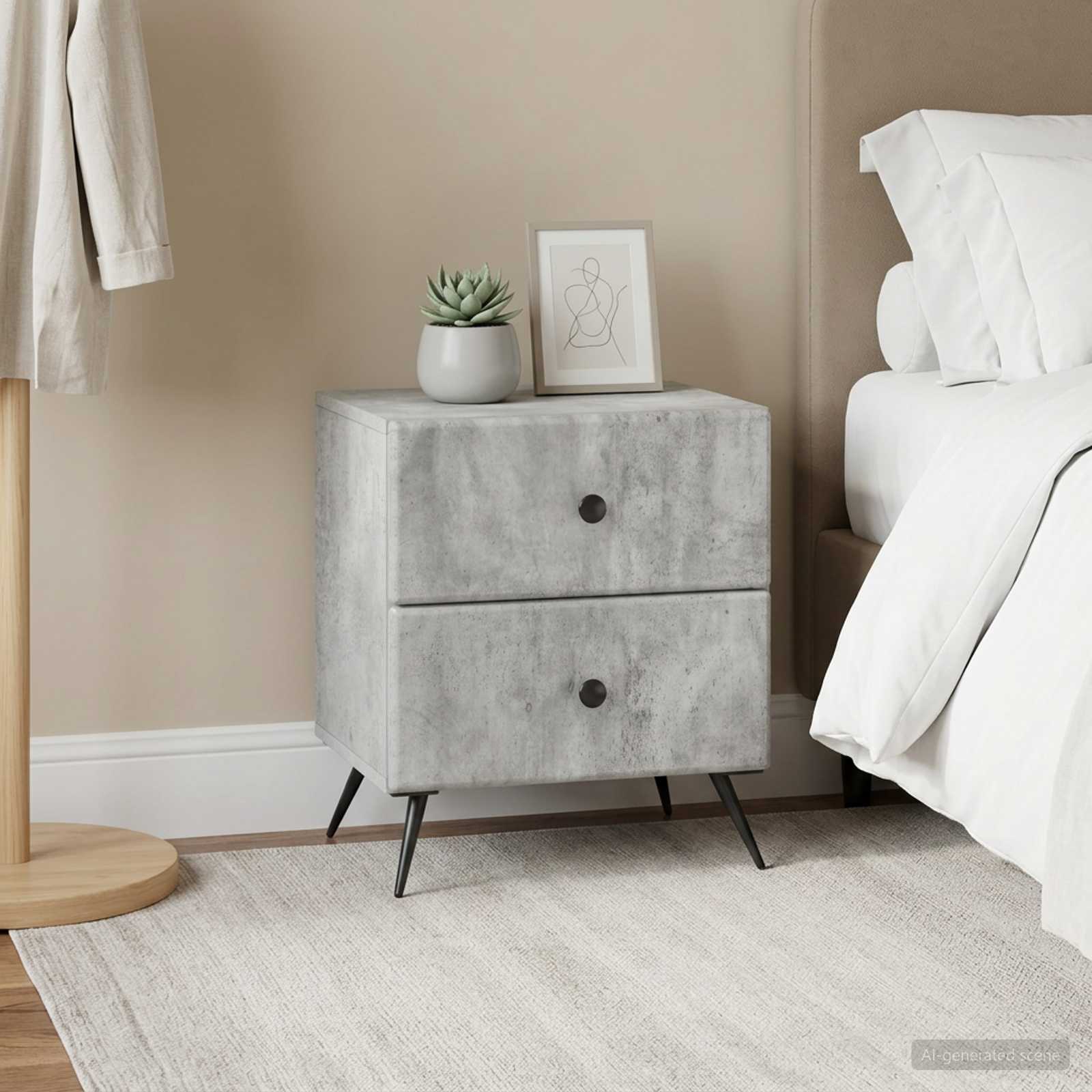 vidaXL Bedside Cabinet 2 pcs Concrete Grey 43 x 34.5 x 47.5 cm 4