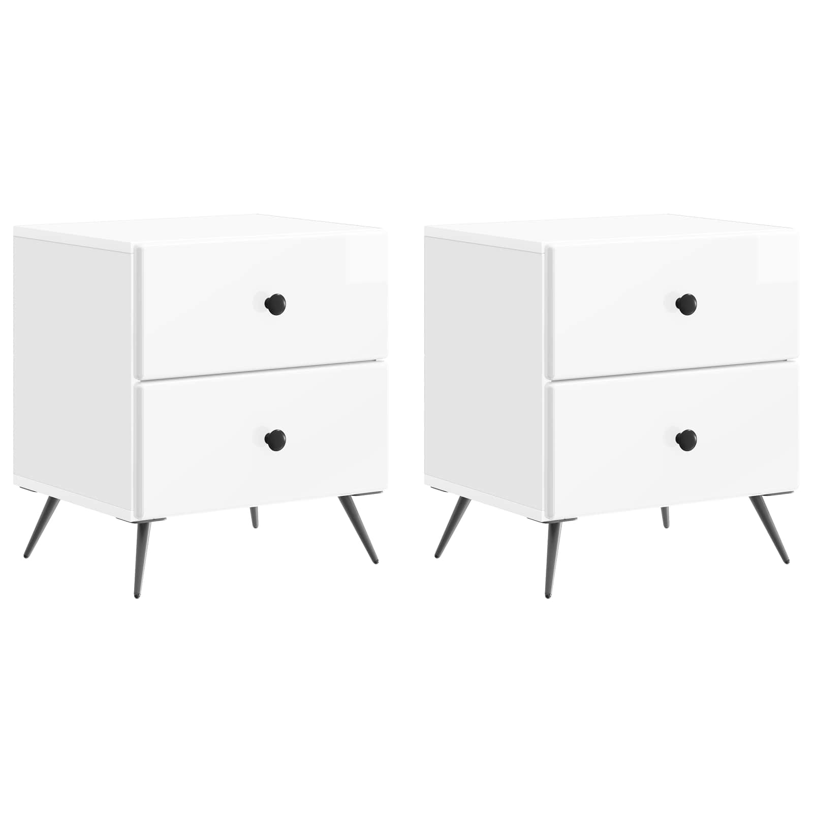 vidaXL Bedside Cabinet 2 pcs High Gloss White 43 x 34.5 x 47.5 cm 2