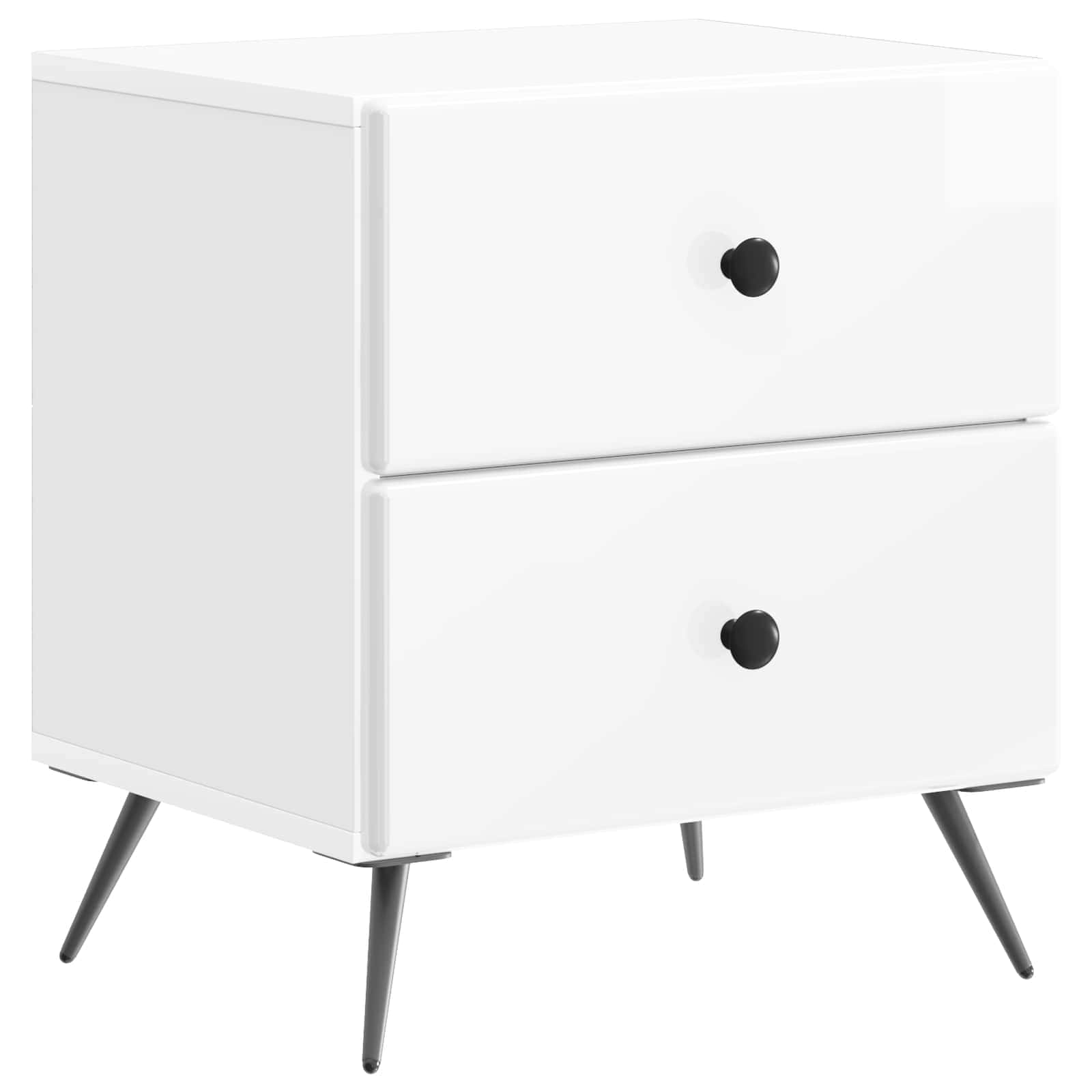vidaXL Bedside Cabinet 2 pcs High Gloss White 43 x 34.5 x 47.5 cm 5