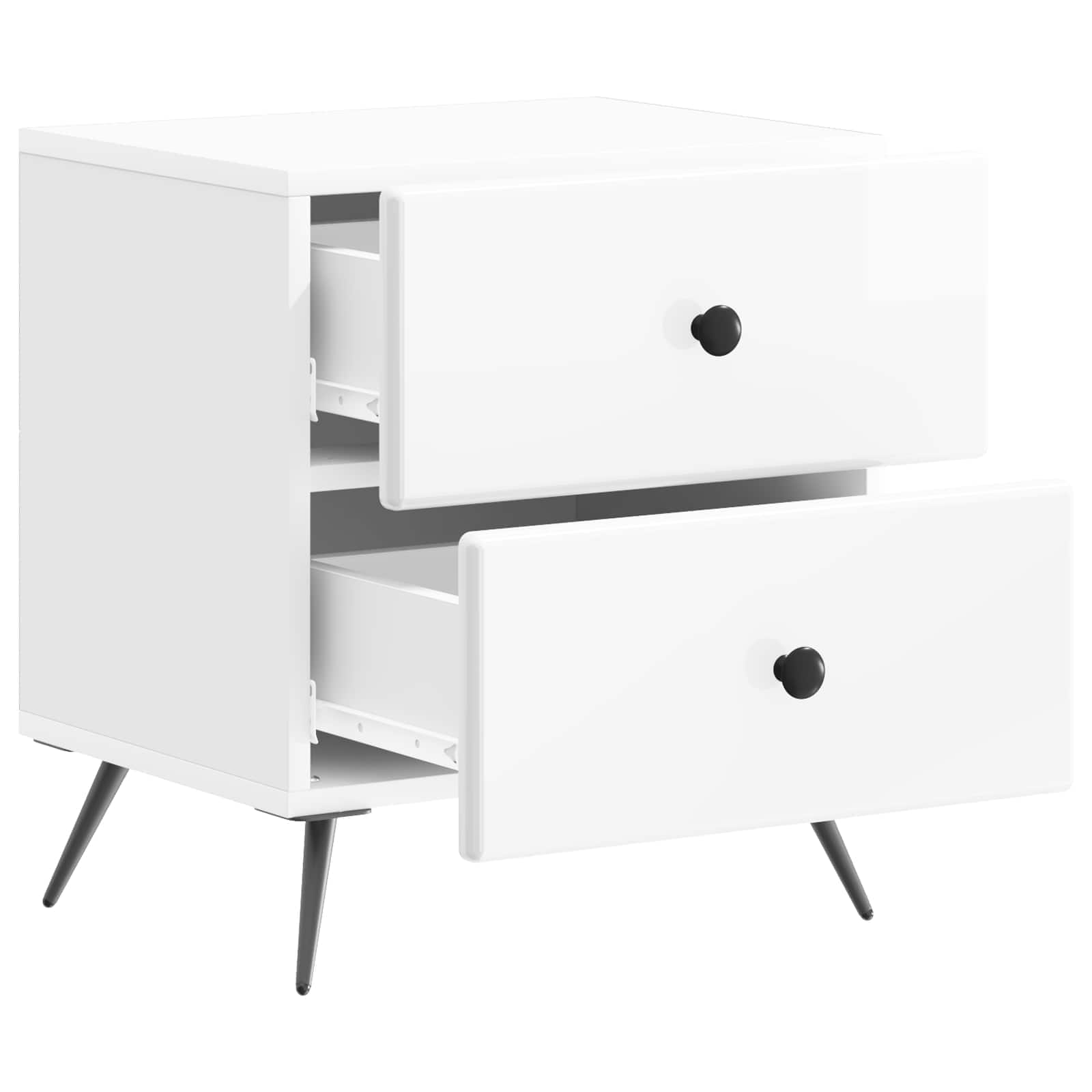 vidaXL Bedside Cabinet 2 pcs High Gloss White 43 x 34.5 x 47.5 cm 6