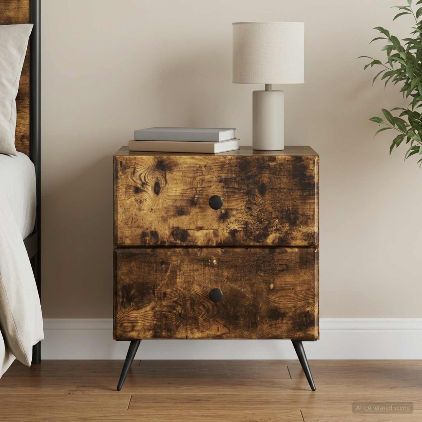 vidaXL Bedside Cabinet Smoked Oak 43 x 34.5 x 47.5 cm Engineered Wood 1