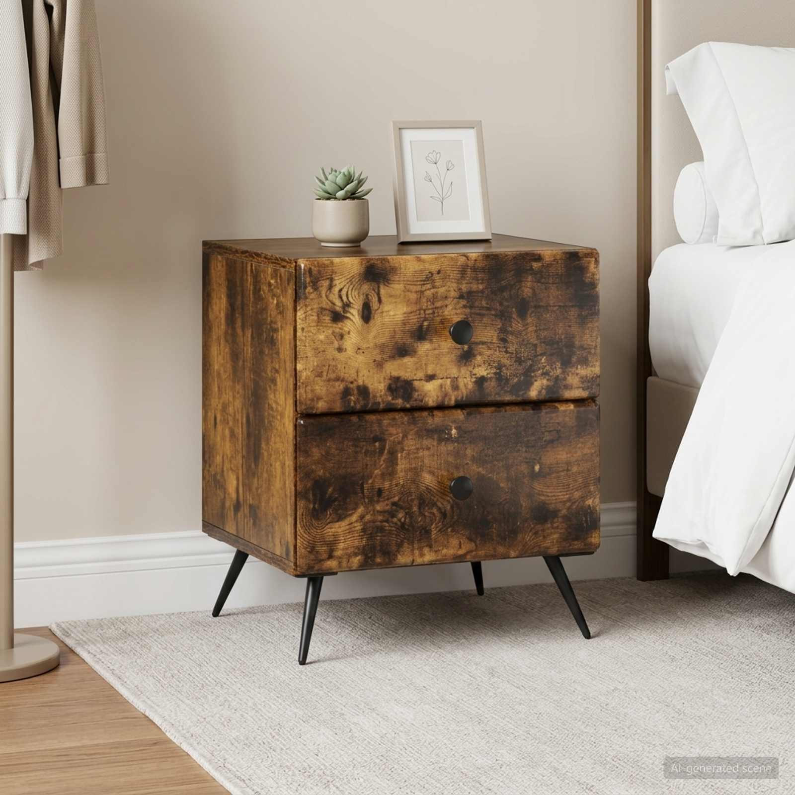 vidaXL Bedside Cabinet 2 pcs Smoked Oak 43 x 34.5 x 47.5 cm 1