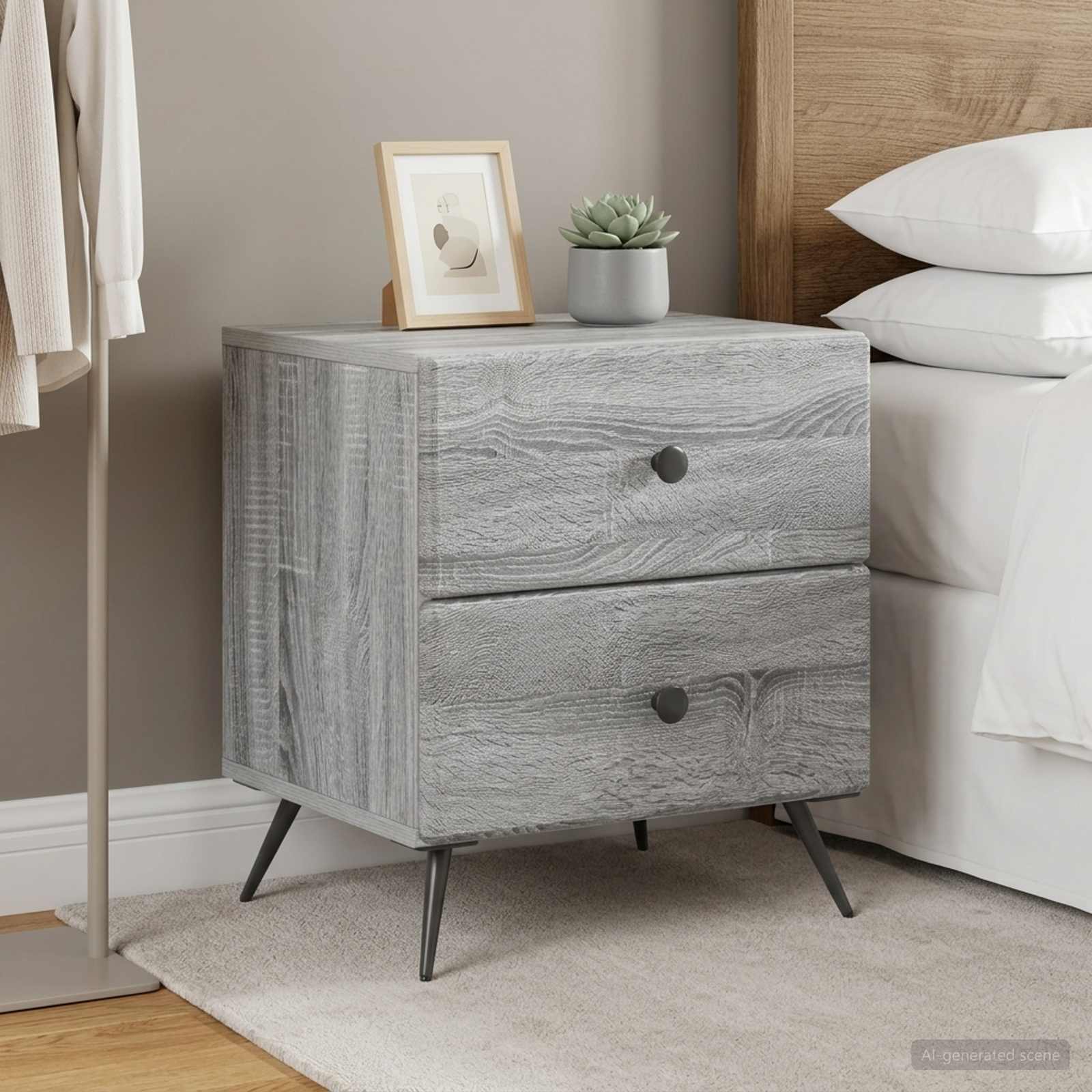 vidaXL Bedside Cabinet 2 pcs Grey Sonoma 43 x 34.5 x 47.5 cm 4
