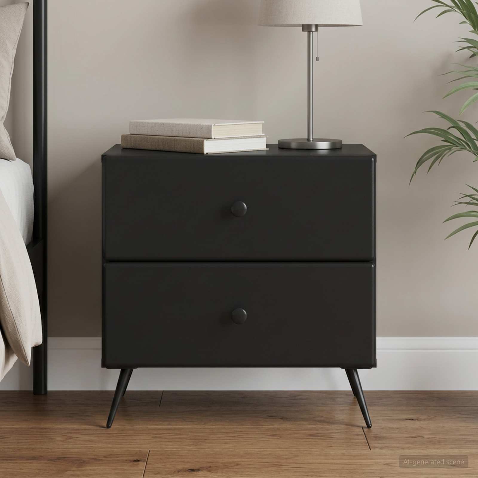 vidaXL Bedside Cabinet Black 62 x 34.5 x 47.5 cm Engineered Wood 1