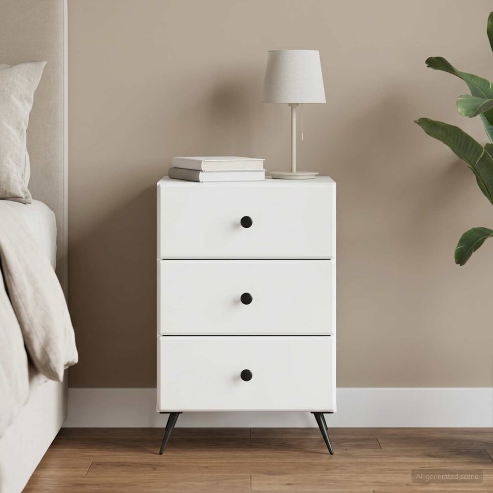 Bedside Cabinet 43 x 41 x 66.5 cm Engineered Wood White