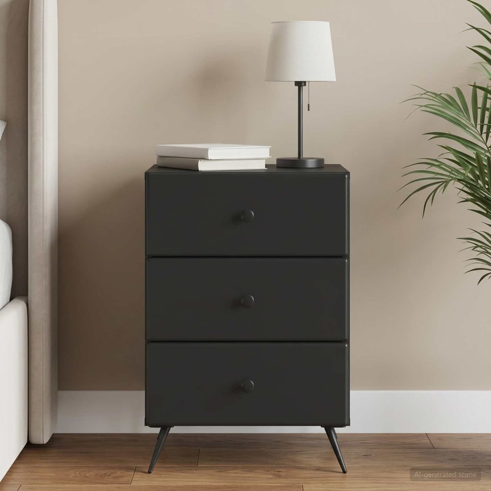 Bedside Cabinet 43 x 41 x 66.5 cm Engineered Wood Black