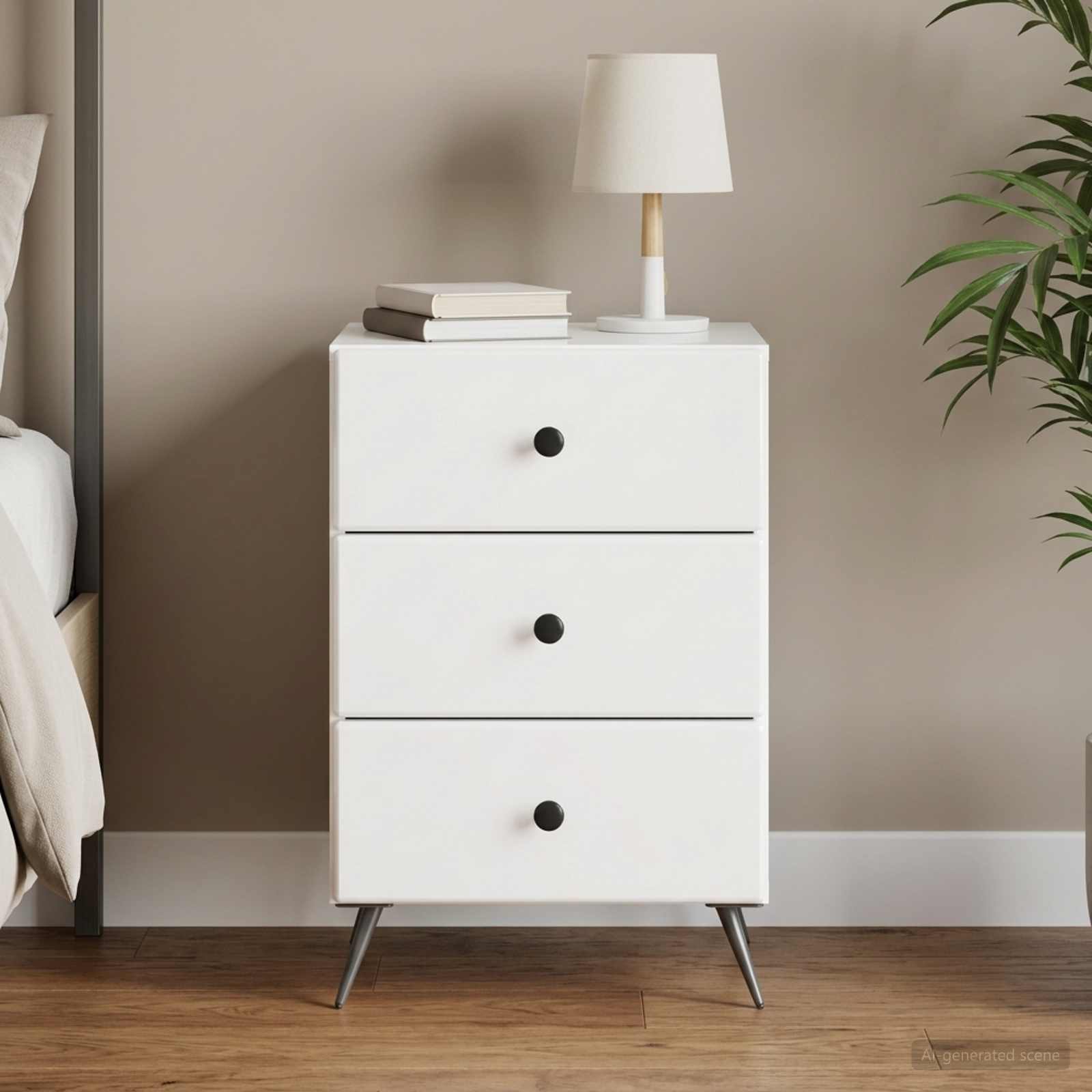 vidaXL Bedside Cabinet with Drawer High Gloss White 43 x 41 x 66.5 cm 1