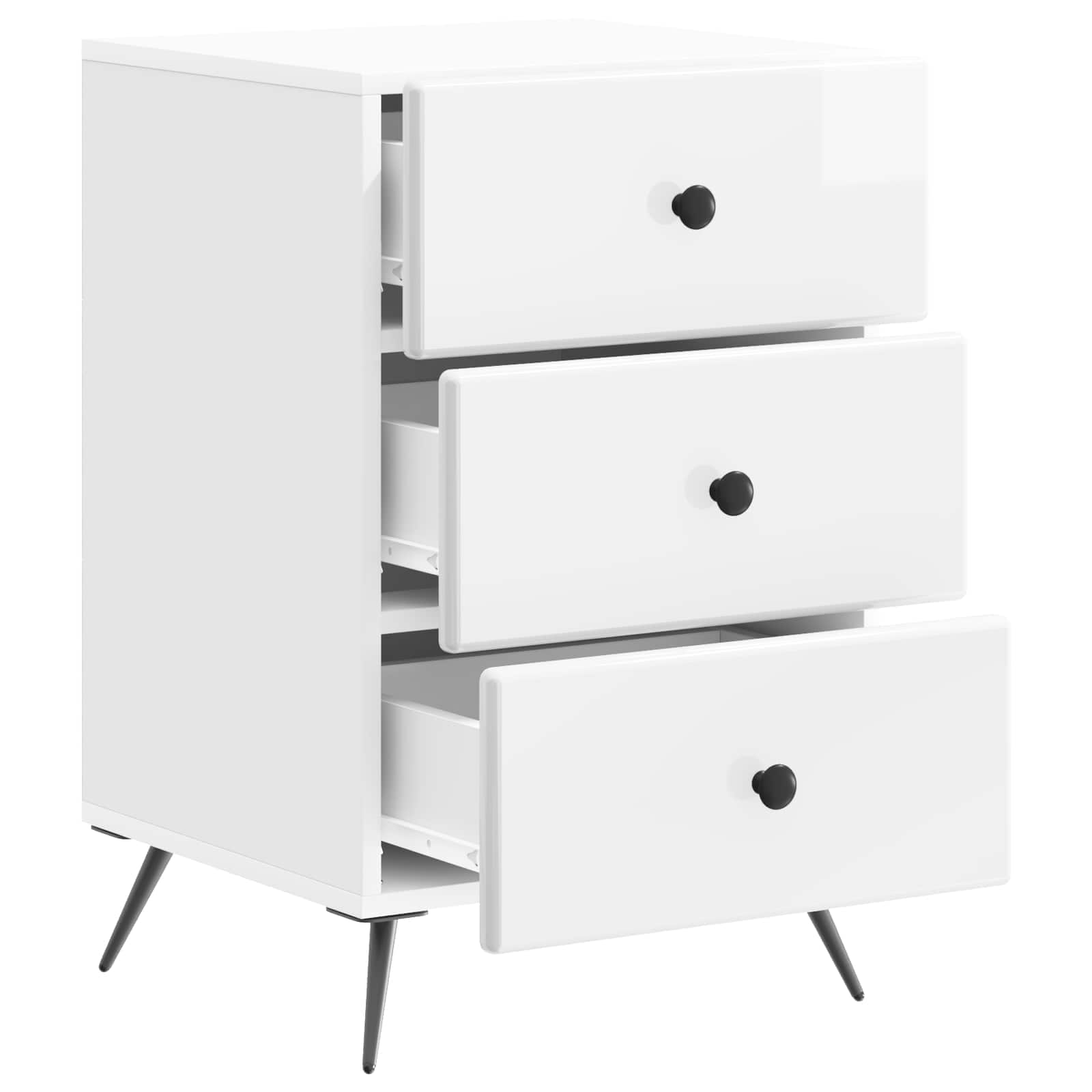 vidaXL Bedside Cabinet with Drawer High Gloss White 43 x 41 x 66.5 cm 4