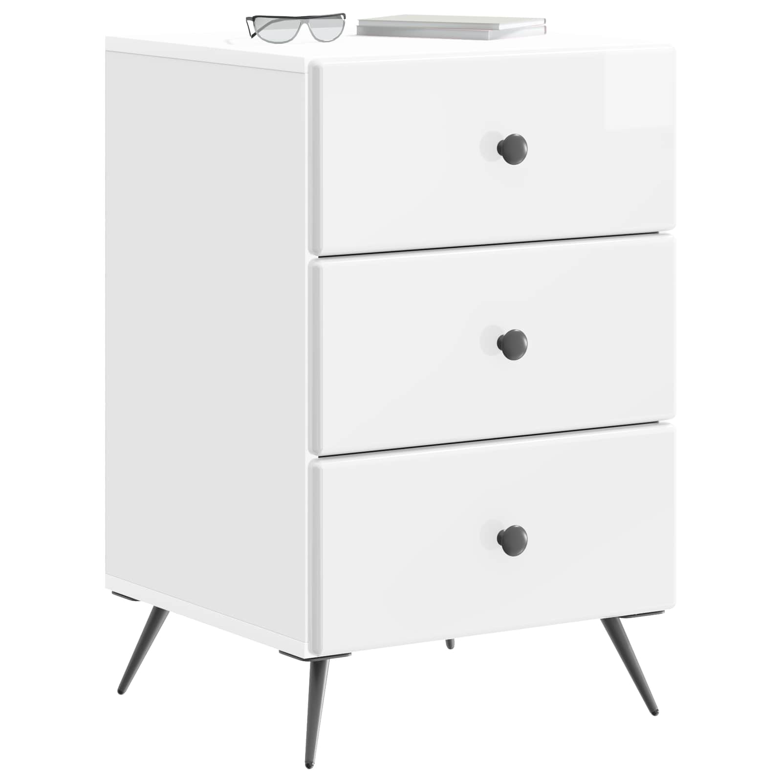 vidaXL Bedside Cabinet with Drawer High Gloss White 43 x 41 x 66.5 cm 3