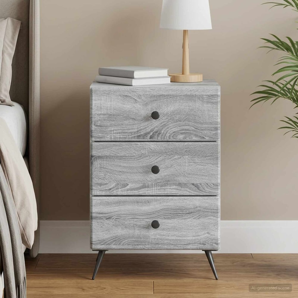 Bedside Cabinet 43 x 41 x 66.5 cm Engineered Wood Grey sonoma