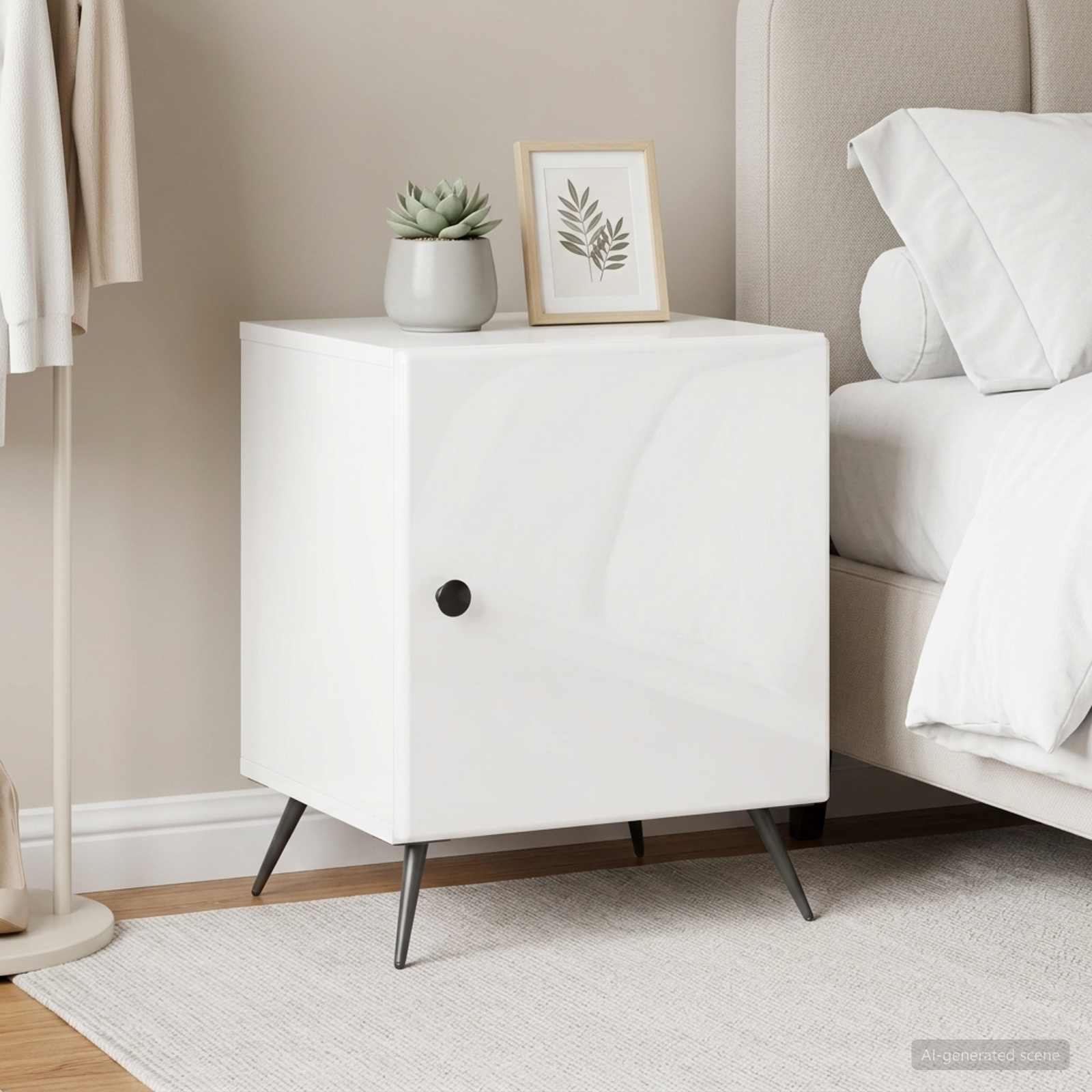 vidaXL Bedside Cabinet 2 pcs High Gloss White 43 x 34.5 x 50 cm 4