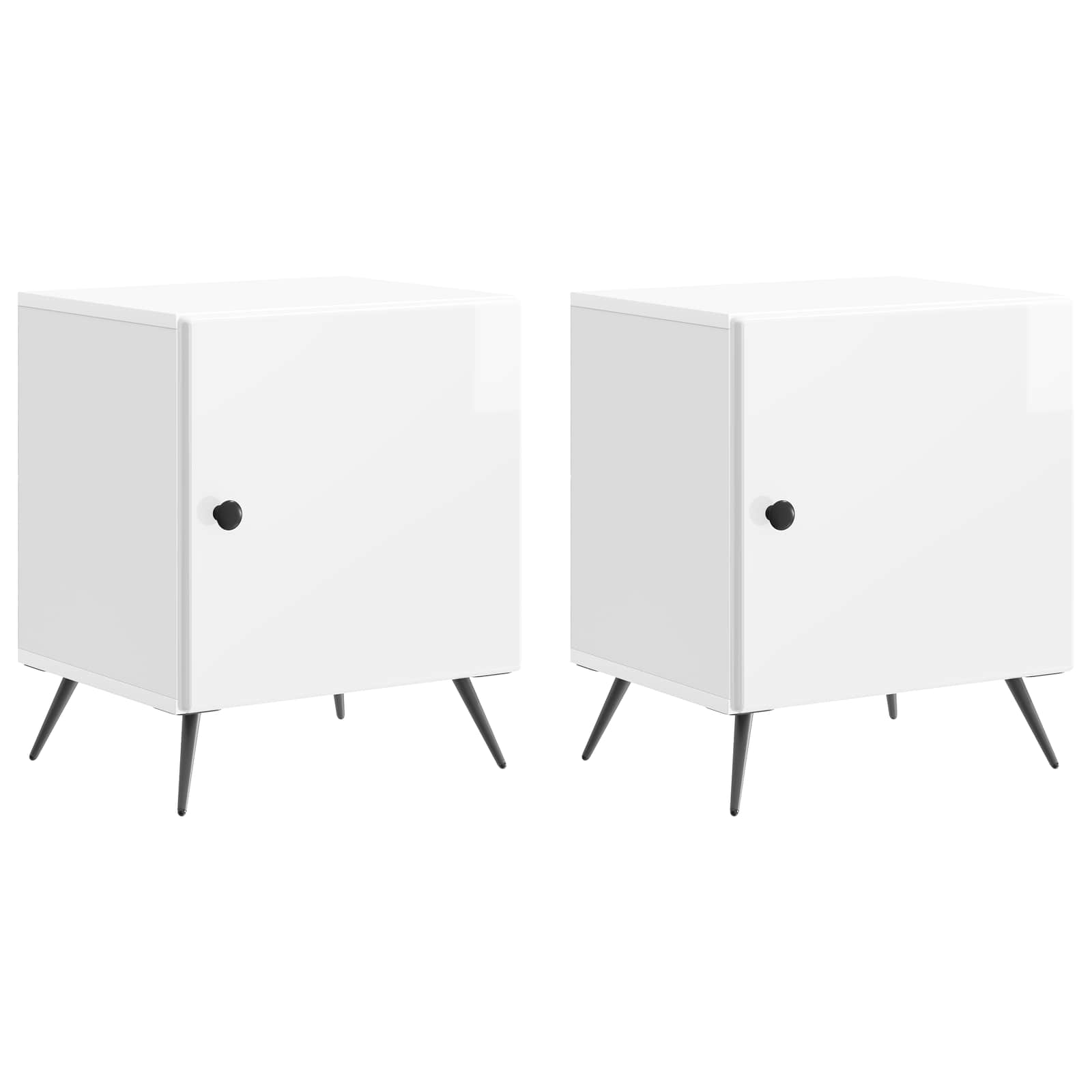 vidaXL Bedside Cabinet 2 pcs High Gloss White 43 x 34.5 x 50 cm 2