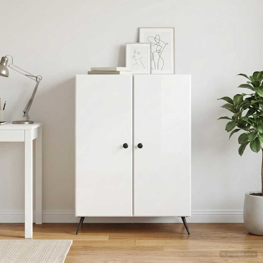 Sideboard 66 x 34.5 x 90 cm Engineered Wood High gloss white