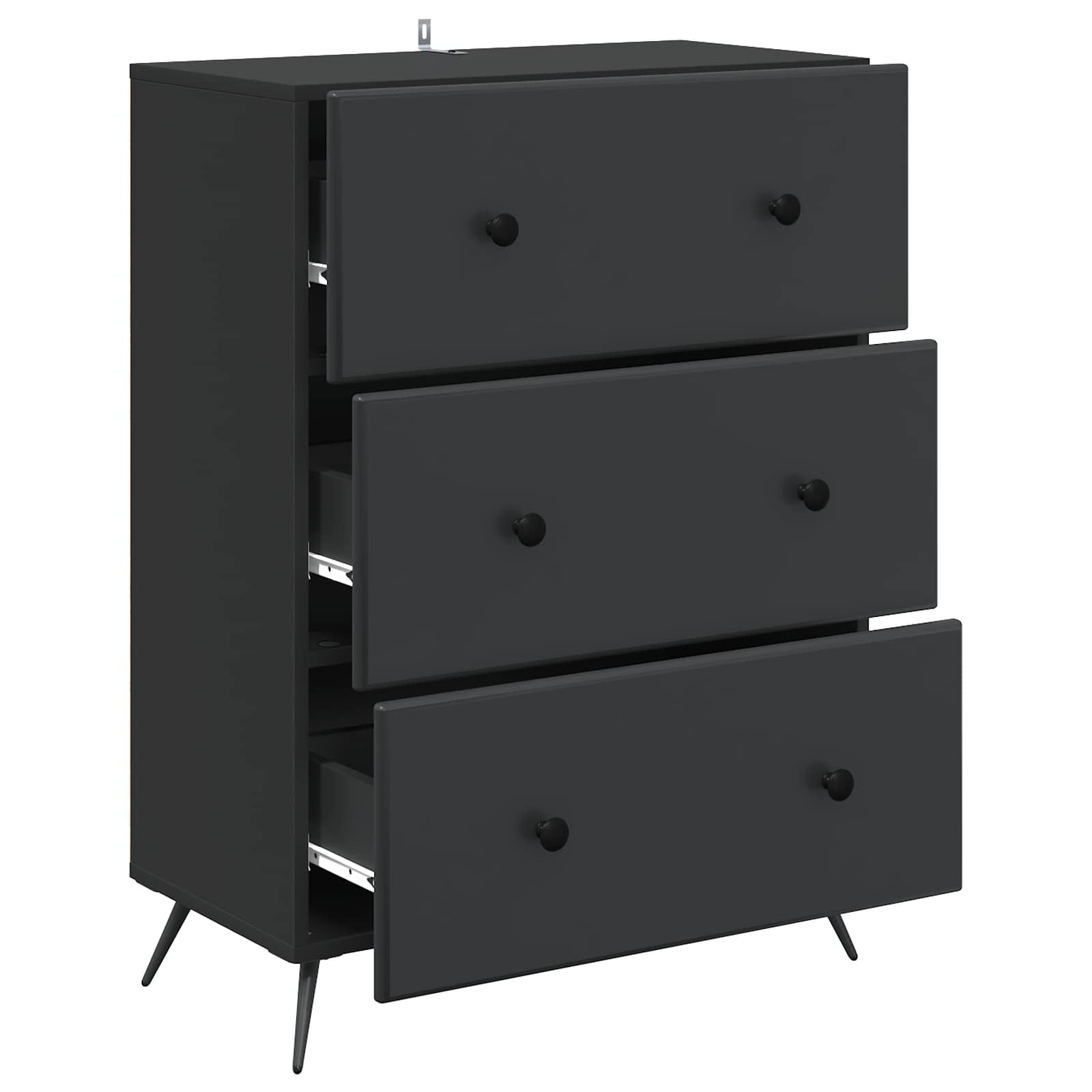 vidaXL Drawer Cabinet 66 x 34.5 x 90 cm Engineered Wood Black 5