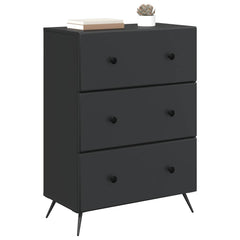 vidaXL Drawer Cabinet 66 x 34.5 x 90 cm Engineered Wood Black 3