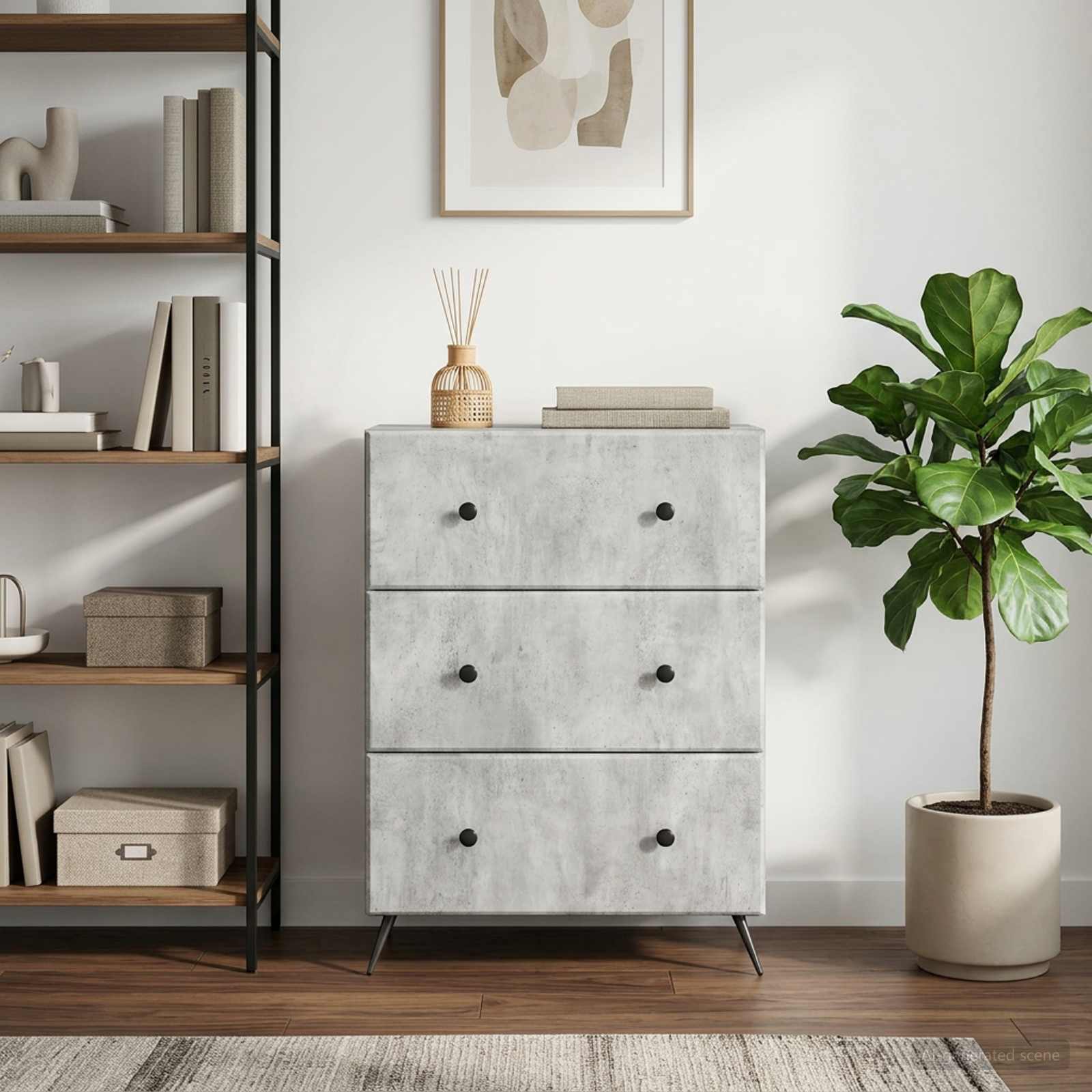 vidaXL Drawer Cabinet 66 x 34.5 x 90 cm Engineered Wood Concrete Grey 1