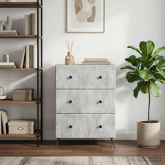 vidaXL Drawer Cabinet 66 x 34.5 x 90 cm Engineered Wood Concrete Grey 1