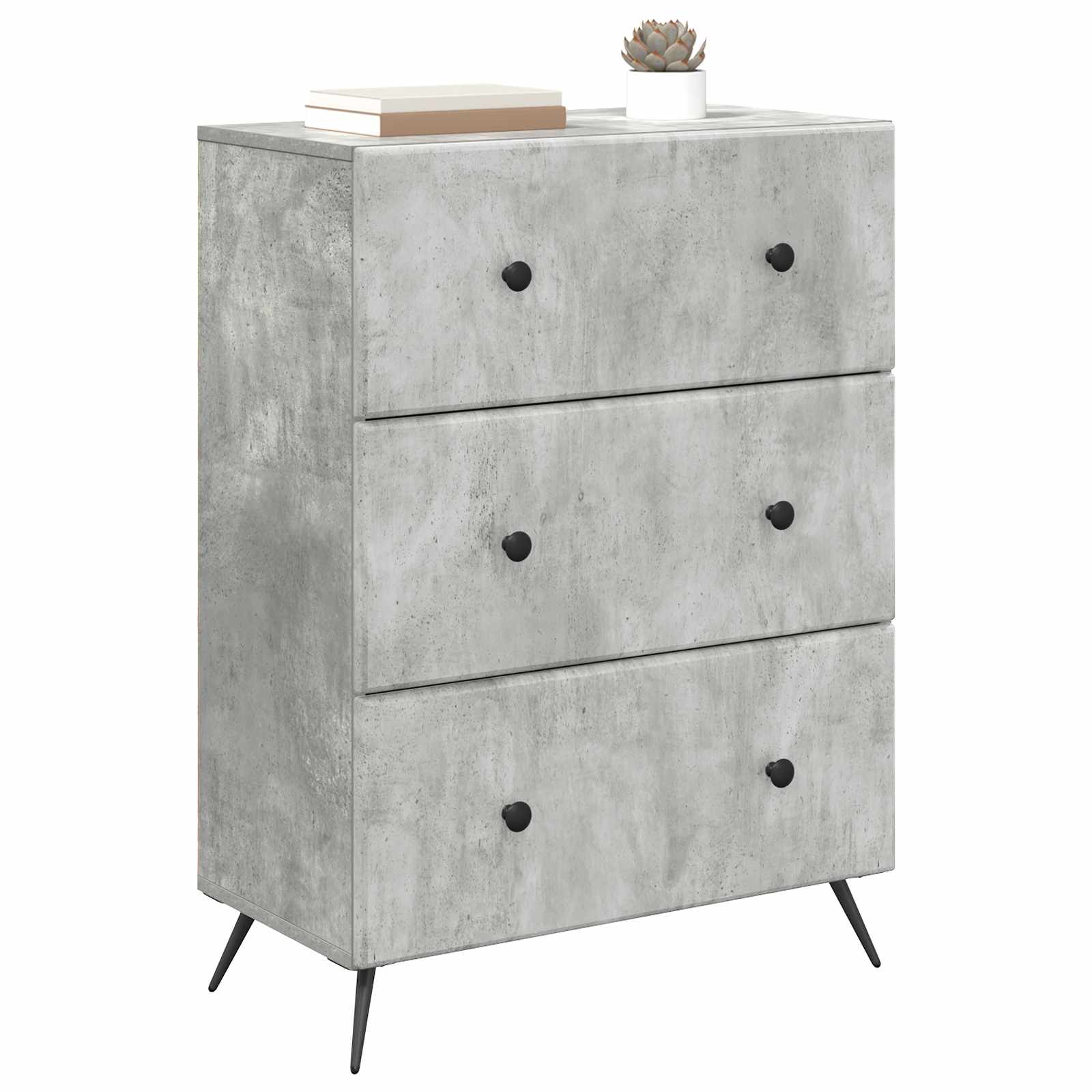 vidaXL Drawer Cabinet 66 x 34.5 x 90 cm Engineered Wood Concrete Grey 3