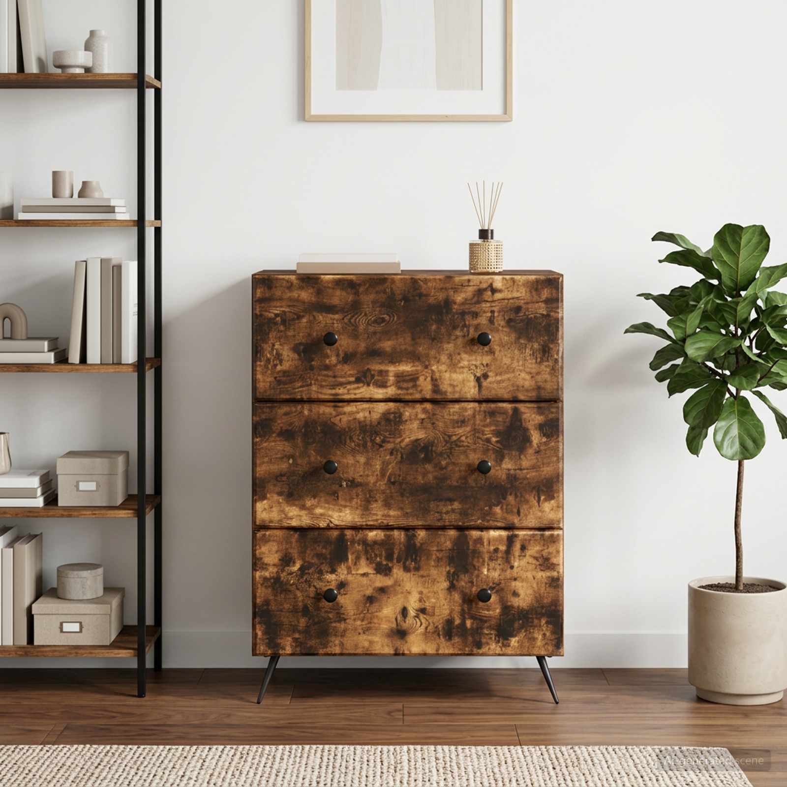 vidaXL Drawer Cabinet 66 x 34.5 x 90 cm Engineered Wood Smoked Oak 4