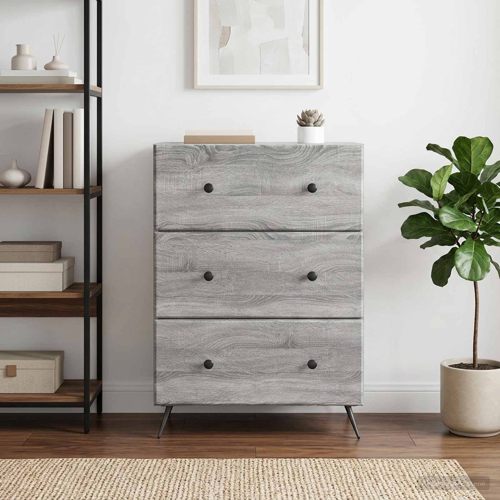 vidaXL Drawer Cabinet 66 x 34.5 x 90 cm Engineered Wood Grey Sonoma 4