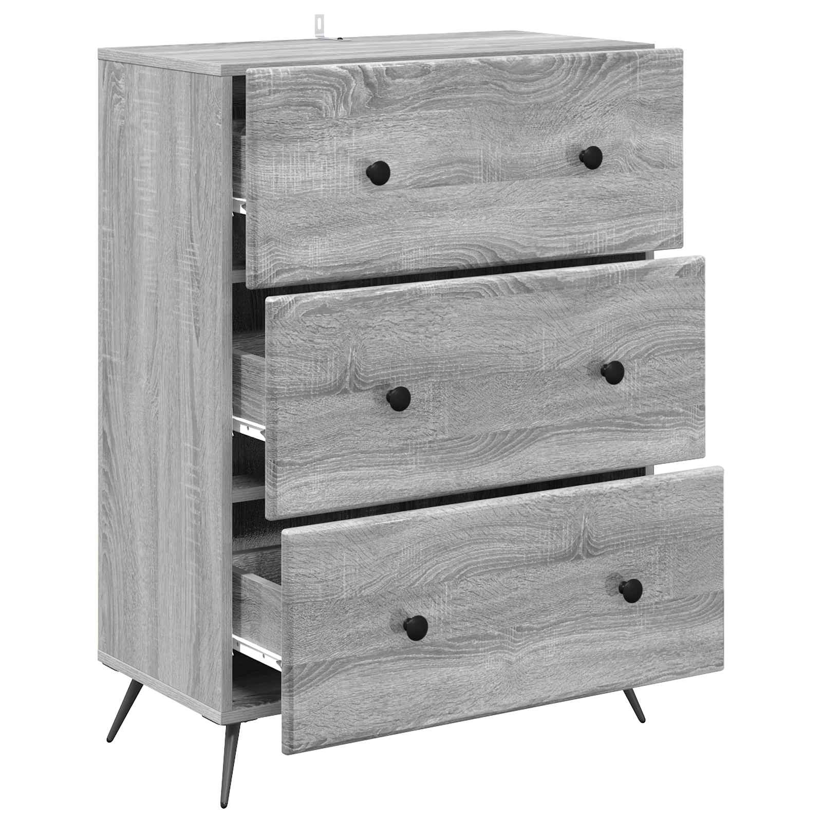 vidaXL Drawer Cabinet 66 x 34.5 x 90 cm Engineered Wood Grey Sonoma 5