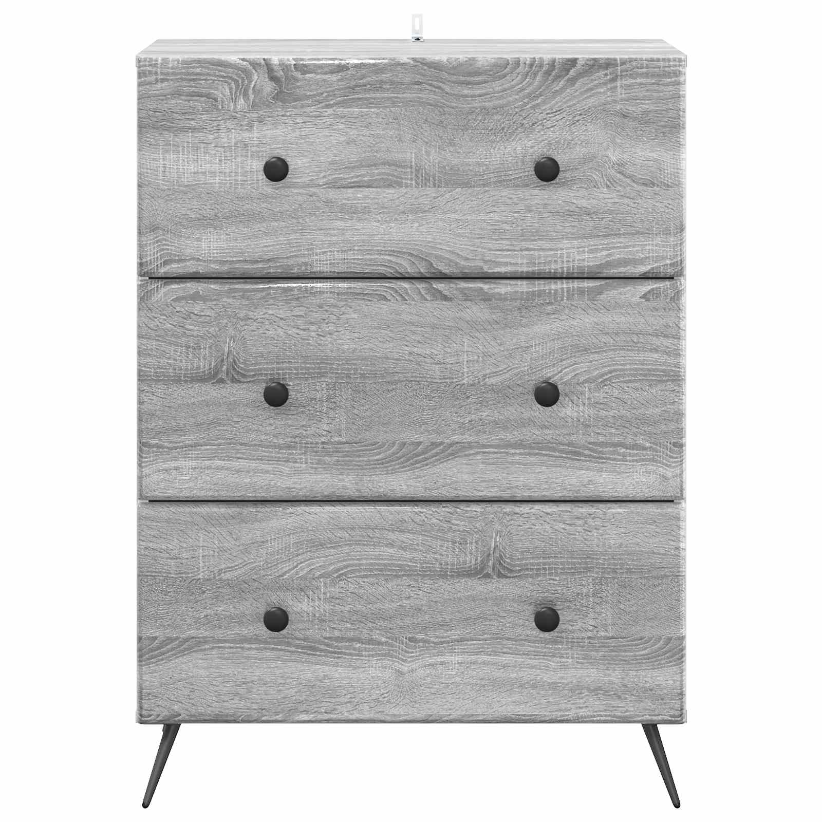 vidaXL Drawer Cabinet 66 x 34.5 x 90 cm Engineered Wood Grey Sonoma 6
